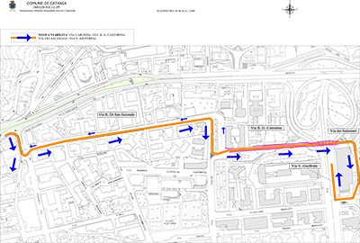 Parte dalle ore 10.30 di sabato 26 maggio la nuova disciplina del traffico nella zona a sud del Tondo Gioeni.