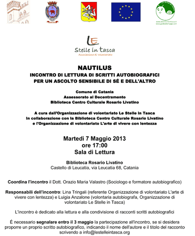 Locandina Incontro di scrittura autobiografica