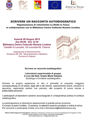 Locandina Racconto autobiografico 28 giugno 2013