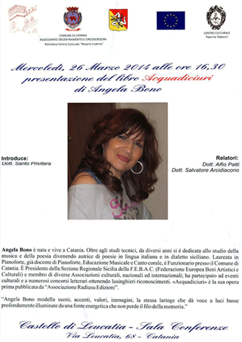 Presentazione Silloge di Angela Bono 26 Marzo 2014