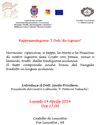 Locandina 14 Aprile 2014 Rapprentazione I doli do'Signuri