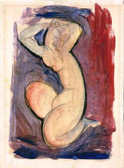 MODIGLIANI Cariatide rossa (1913) tempera su carta