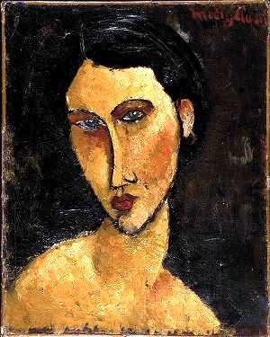 MODIGLIANI Donna con occhi blu olio su tela 1917 (LGT)