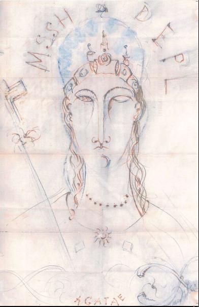 Ritratto Agatae (1919), Inchiosti colorati e matita su carta