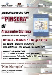 Presentazione libro PINSERA di Alessandro Giuliana - Palazzo della Cultura - 19 giugno 2012 ore 16,30 - Locandina resize