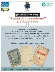 Locandina storia di una capinera - Palazzo della Cultura . Estate Catanese 2012 - Catania... in Prima - Sabato 15 settembre 2012 ore 21,00 - Loc def resize