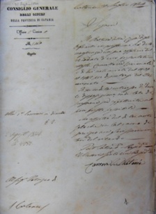 Lettera del Consiglio Generale degli Ospizi del 1841  A.S. C. Ct. sezione preunitaria -corrispondenza con il Patrizio