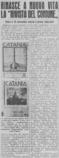 articolo giornale del Domune di Catania tratto da La Sicilia pag 4 del 19.10.1952