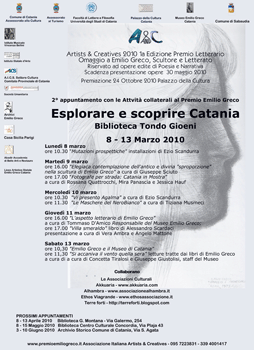 Locandina evento: 2° appuntamento con le Attività collaterali al Premio Emilio Greco